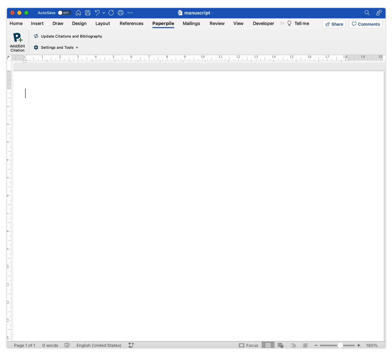 Insert a citation with the Paperpile Word plugin